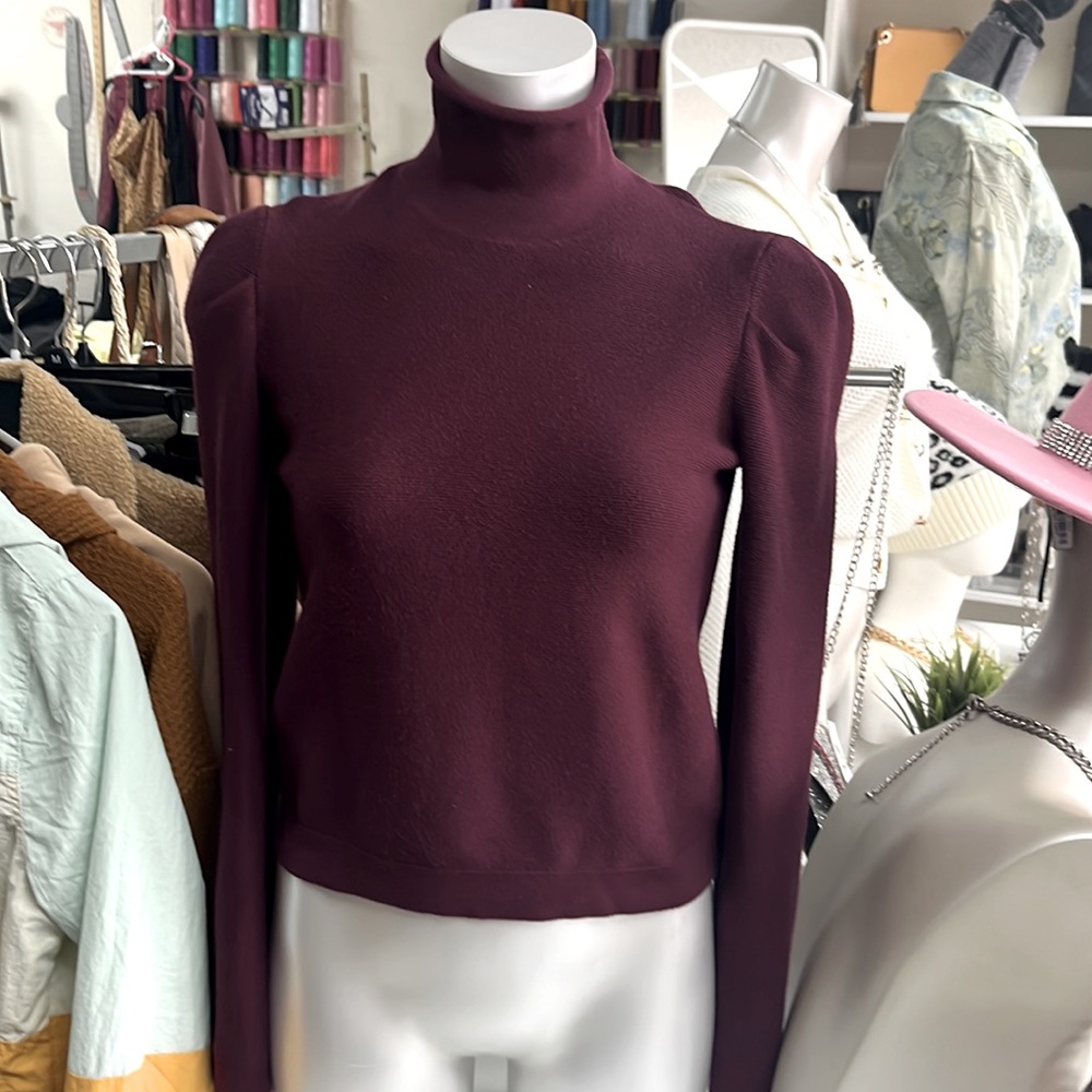 Gracia Burgundy turtleneck long sleeve shirt